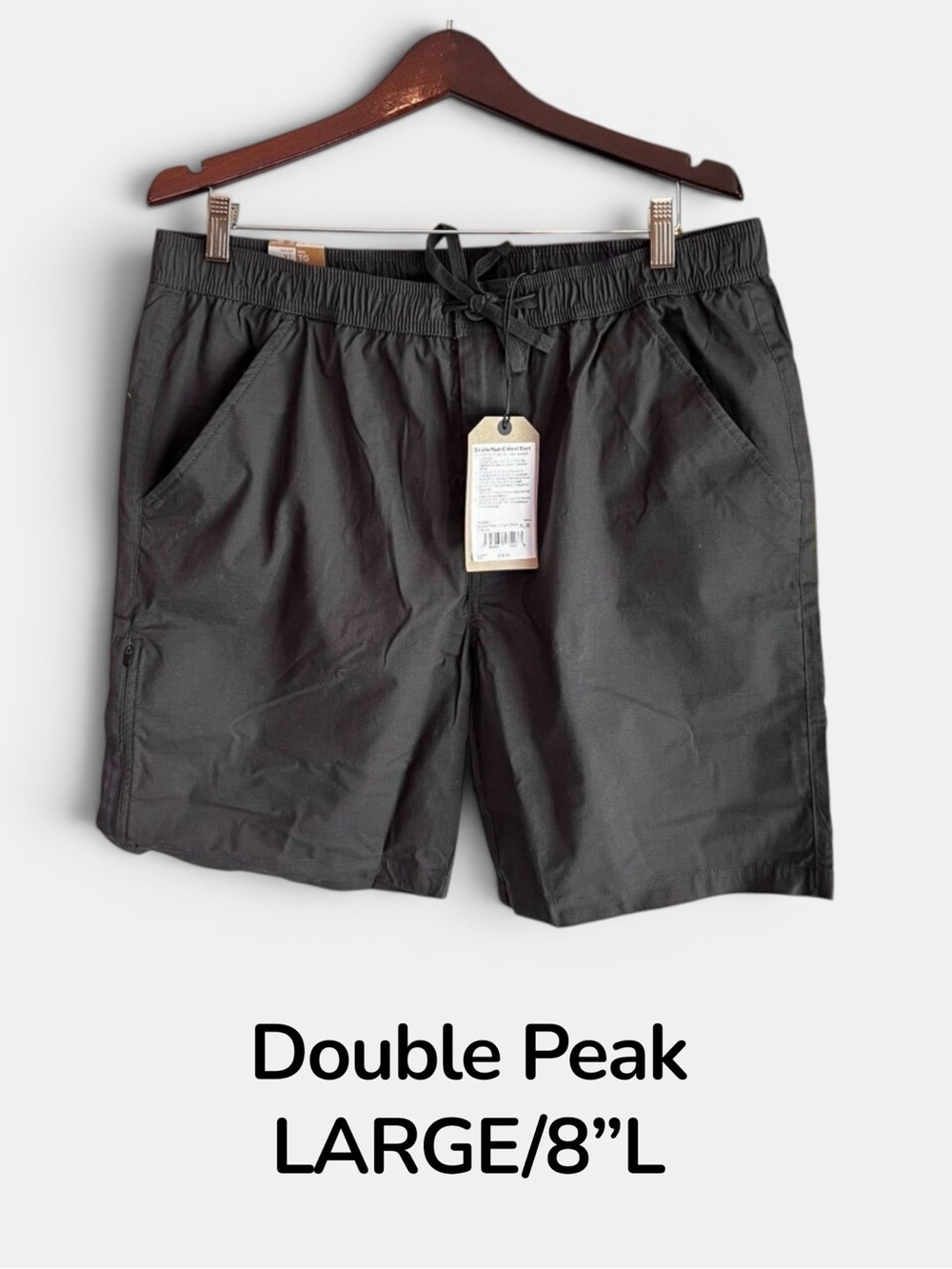 prAna Men's Double Peak E-Waist Everyday Hiking Short  LARGE/ 8"L in Charcoal
